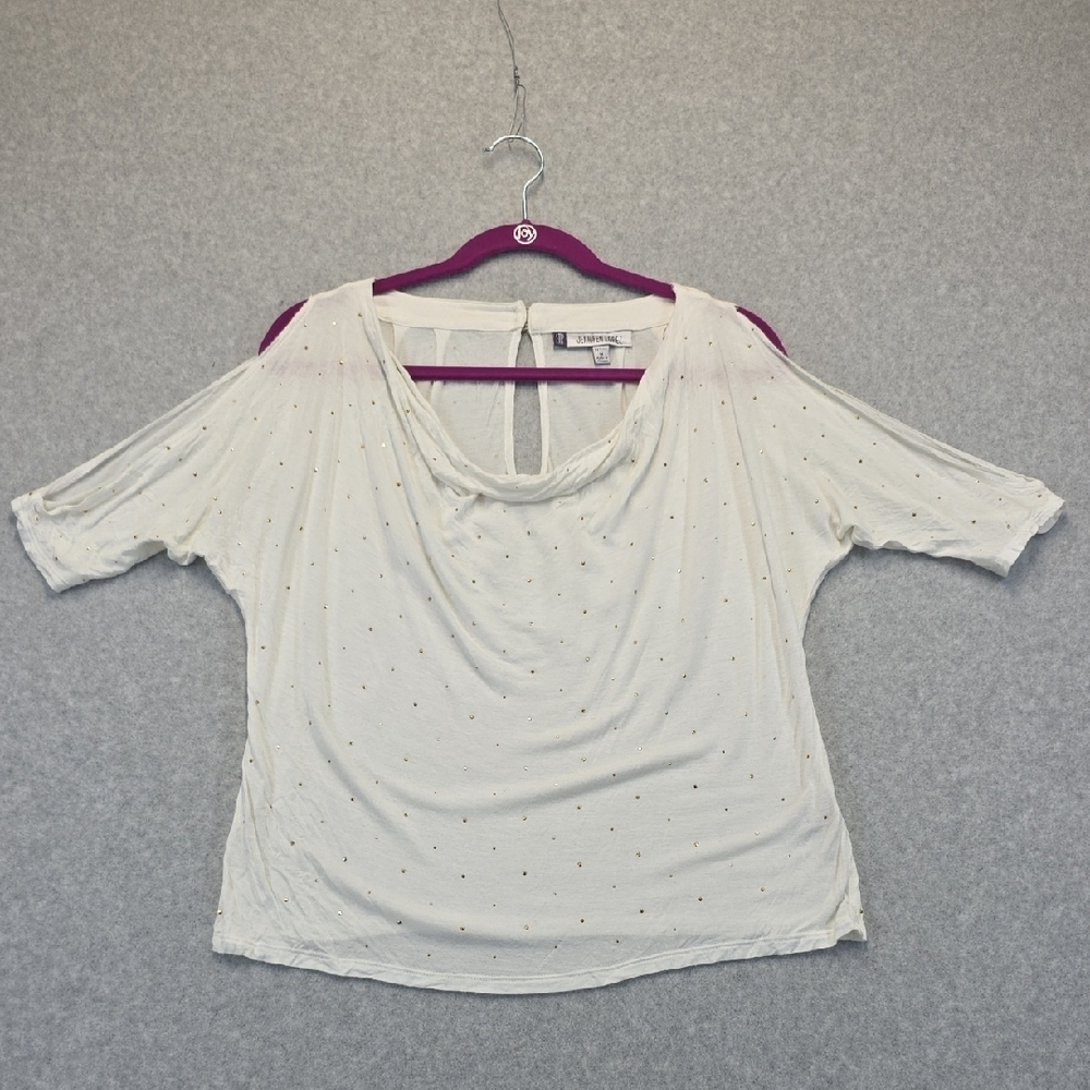 Jennifer Lopez Gold and White Embellished Blouse